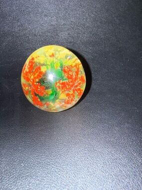 Hand-Painted Floral Paperweight - Yellow & Red